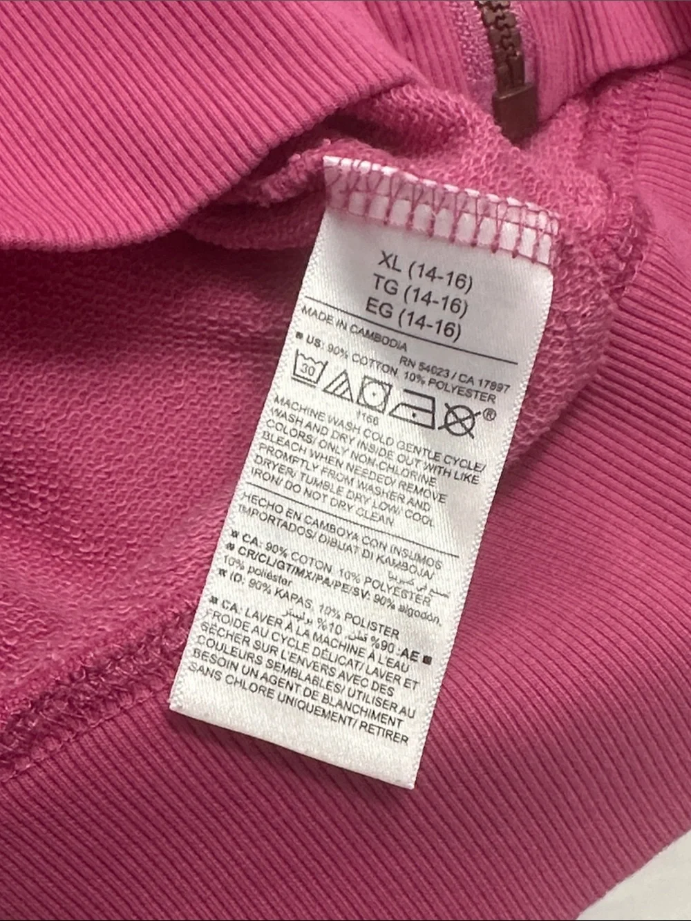 NEW Pink Hooded Full Zip Jacket Pockets Youth Girls XL 14/16